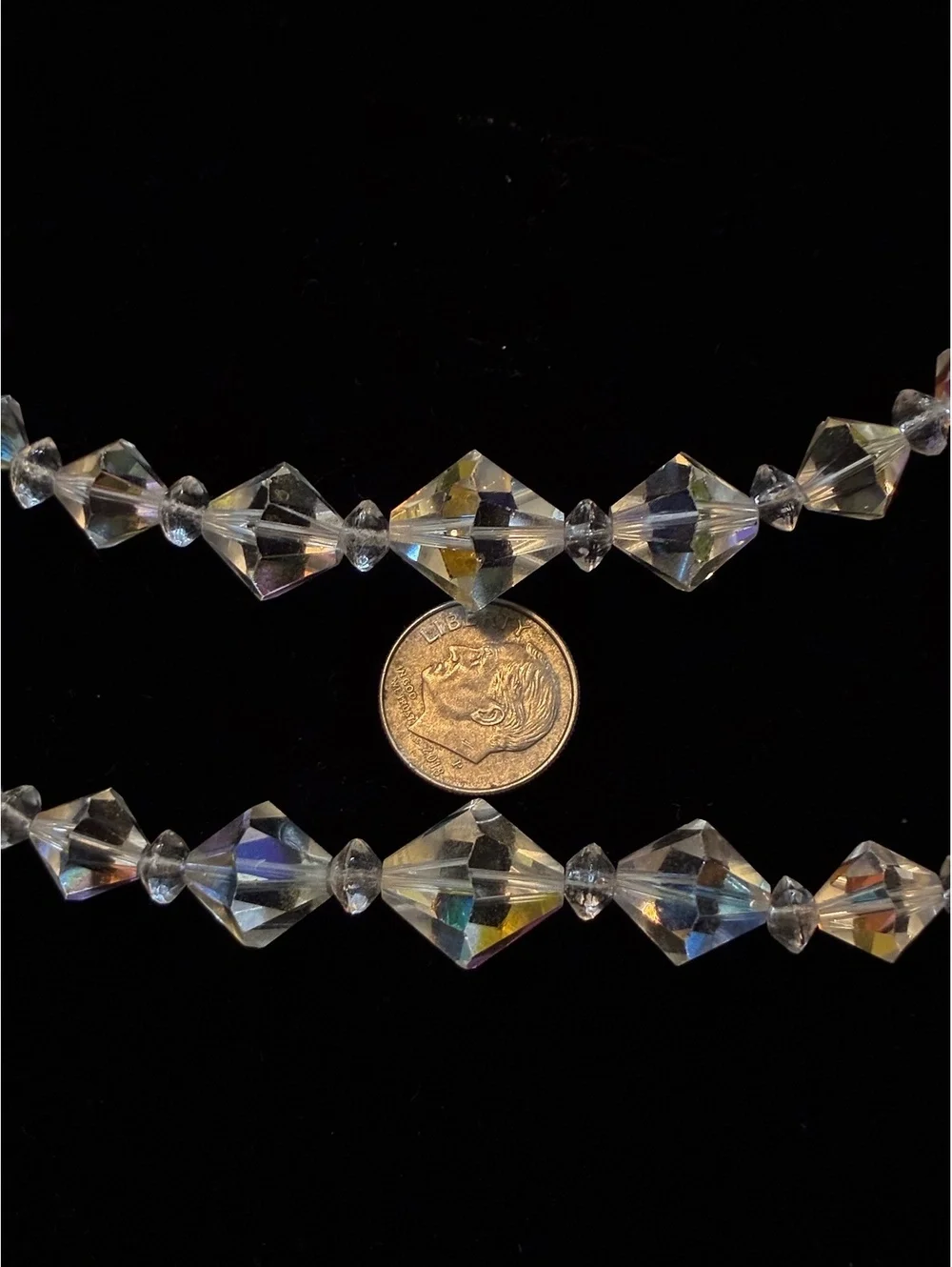Vintage AB Crystal Bicone Glass Beads Broken Necklace For Repair Crafts